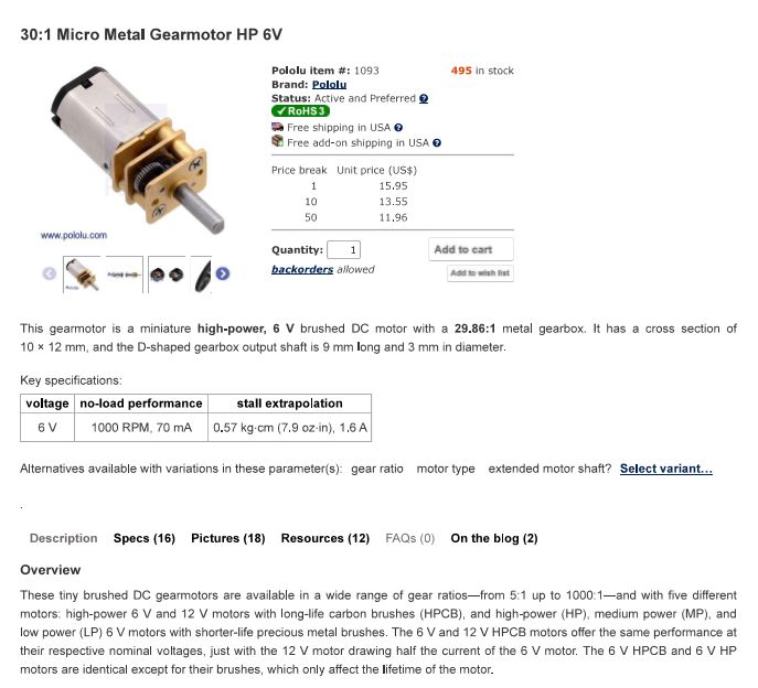 Pololu Gearmotor 5